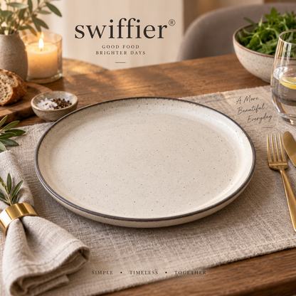 swiffier® Elegant Gold-Rim Ceramic Dinner Plate