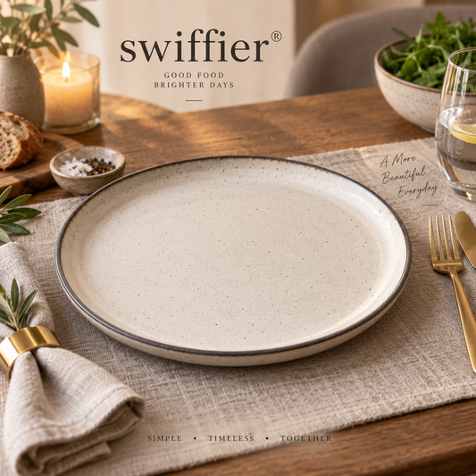 swiffier® Elegant Gold-Rim Ceramic Dinner Plate