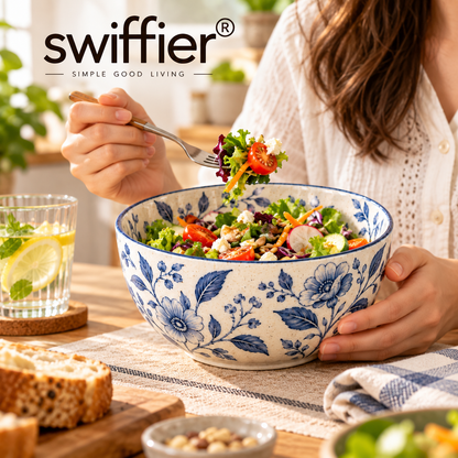 Swiffier® Blue Floral Ceramic Bowl