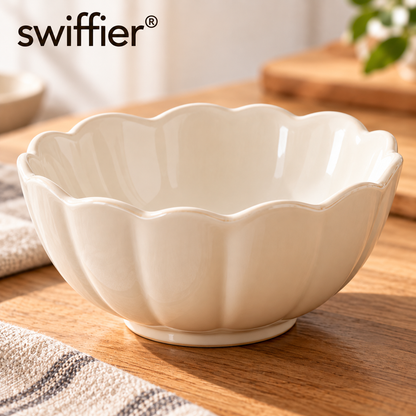 Swiffier® Ivory Scalloped Ceramic Bowl