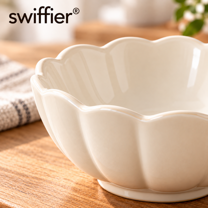 Swiffier® Ivory Scalloped Ceramic Bowl