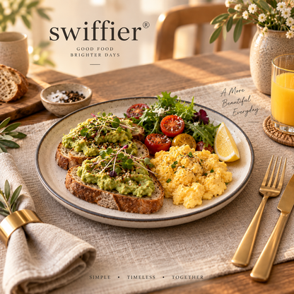 swiffier® Elegant Gold-Rim Ceramic Dinner Plate