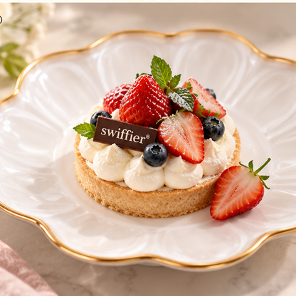swiffier® Petal-Shaped Gold-Rim Ceramic Dinner Plate