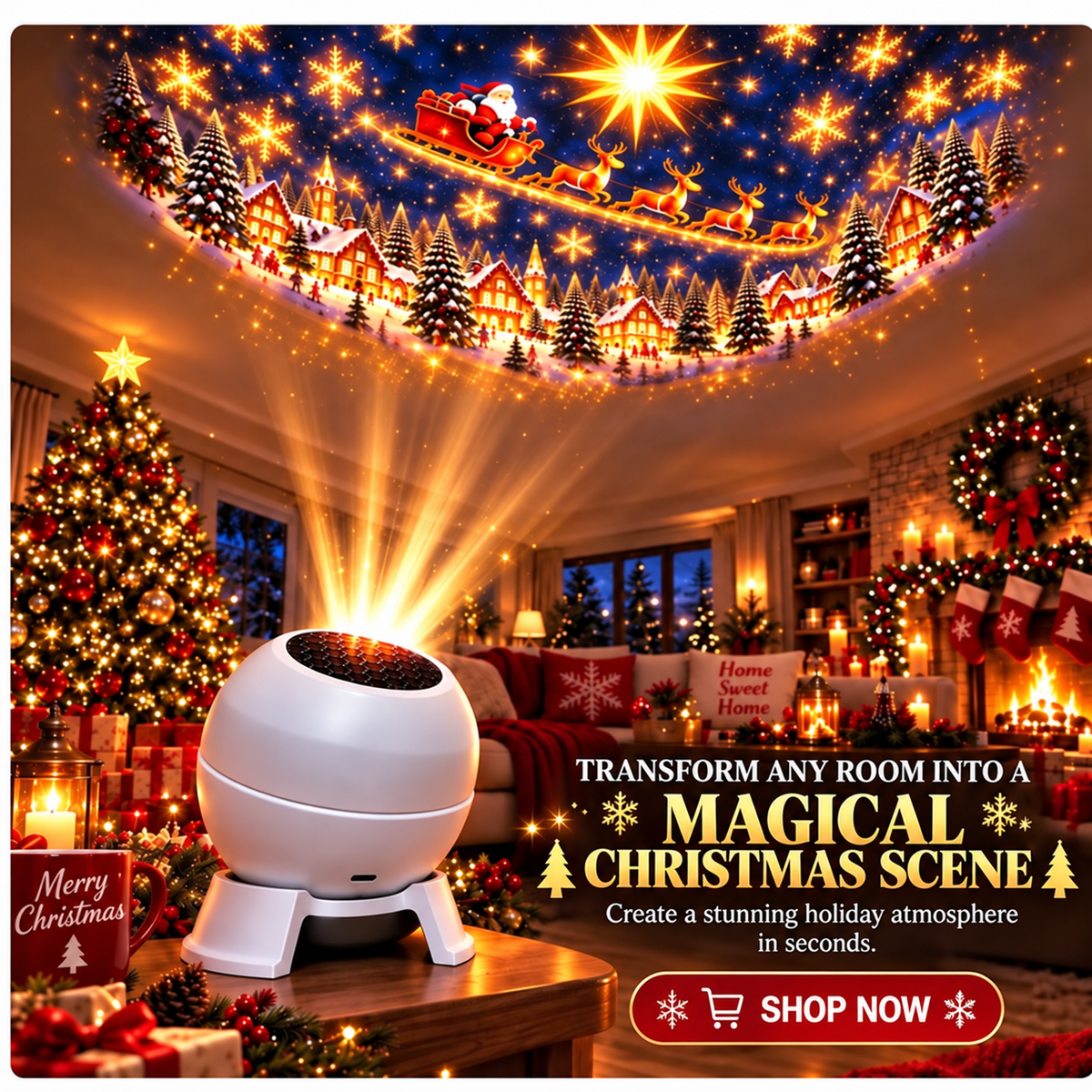 Create a Christmas fairytale in every room – Festive night light with projector