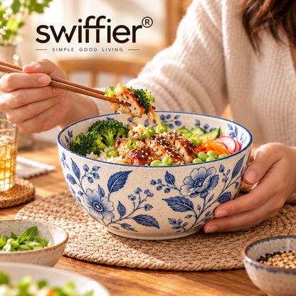 Swiffier® Blue Floral Ceramic Bowl