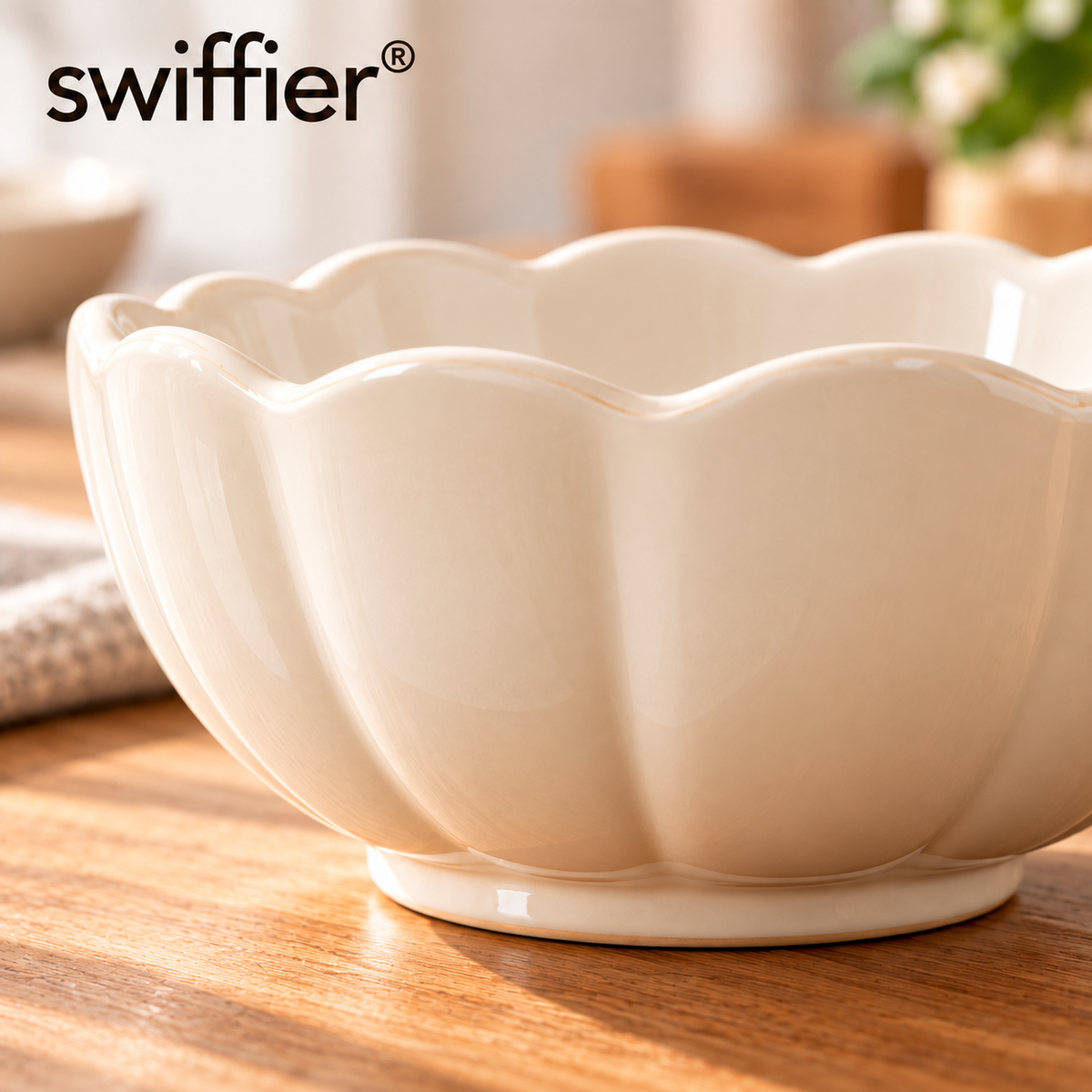 Swiffier® Ivory Scalloped Ceramic Bowl