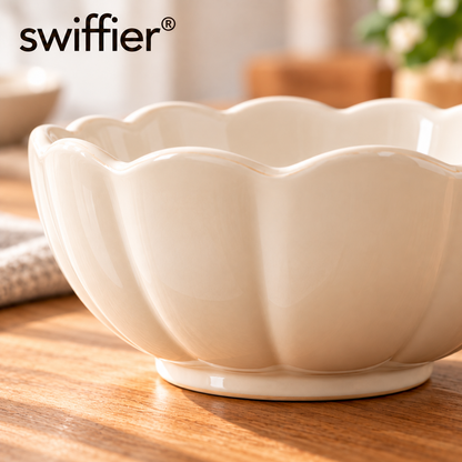 Swiffier® Ivory Scalloped Ceramic Bowl
