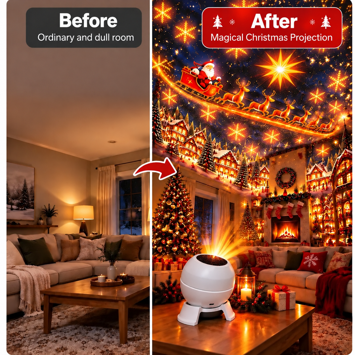 Create a Christmas fairytale in every room – Festive night light with projector