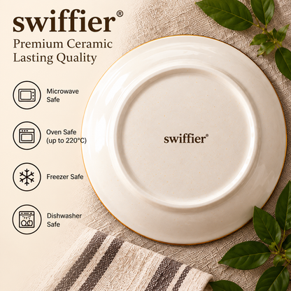 swiffier® Elegant Gold-Rim Ceramic Dinner Plate