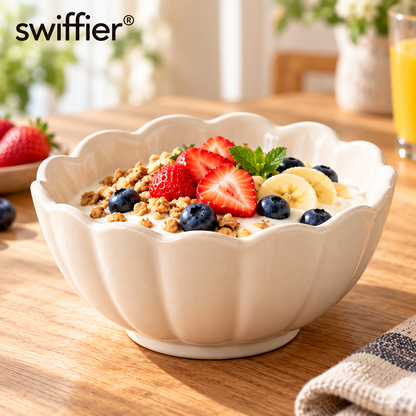 Swiffier® Ivory Scalloped Ceramic Bowl