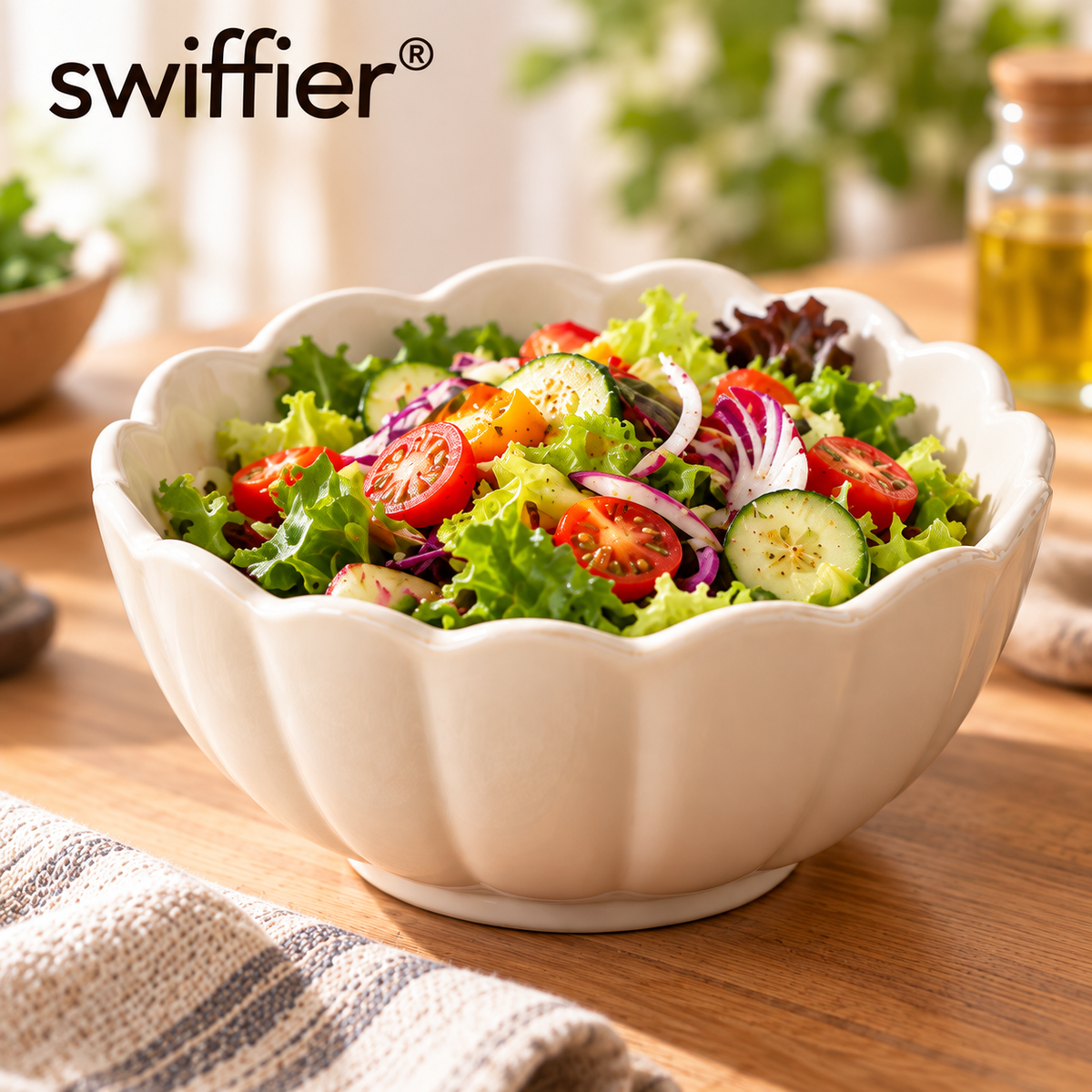 Swiffier® Ivory Scalloped Ceramic Bowl