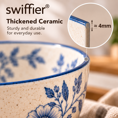 Swiffier® Blue Floral Ceramic Bowl
