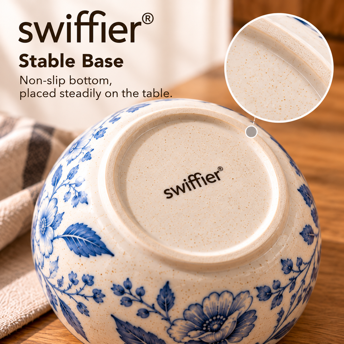 Swiffier® Blue Floral Ceramic Bowl