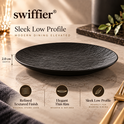 swiffier® Premium Textured Black Dinner Plate